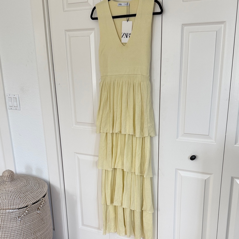 Zara Light Yellow Layered Maxi Dress
